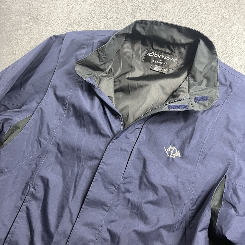 Dryjoys By Footjoy Full Zip Windbreaker Jacket Men's Medium Blue Black Logo